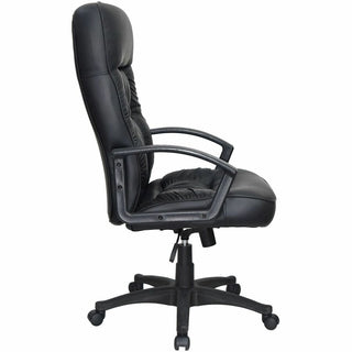 Lorell Tufted Executive High-Back Office Chair - Black Leather Seat - Black Frame - 5-star Base - Black - 1 Each