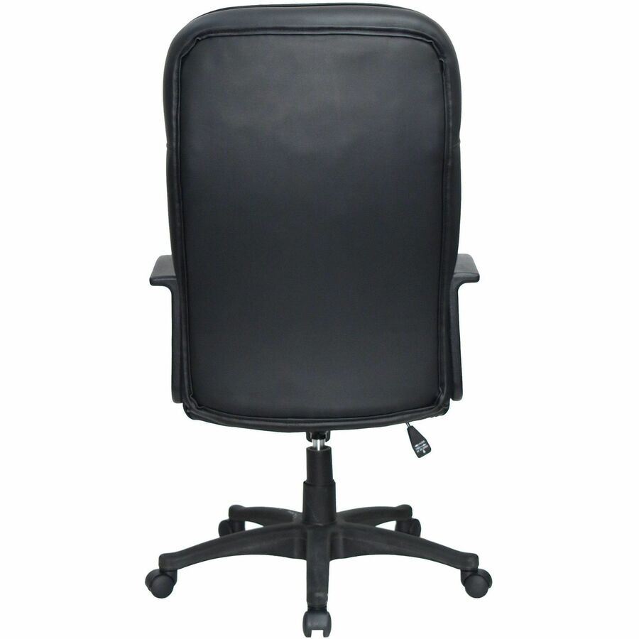 Lorell Tufted Executive High-Back Office Chair - Black Leather Seat - Black Frame - 5-star Base - Black - 1 Each
