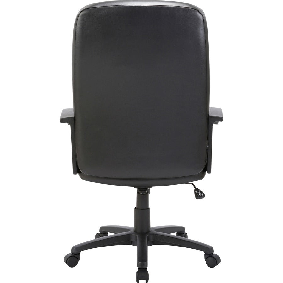 Lorell Chadwick Series Executive High-Back Chair - Black Leather Seat - Black Frame - 5-star Base - Black - 1 Each