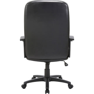 Lorell Chadwick Series Executive High-Back Chair - Black Leather Seat - Black Frame - 5-star Base - Black - 1 Each