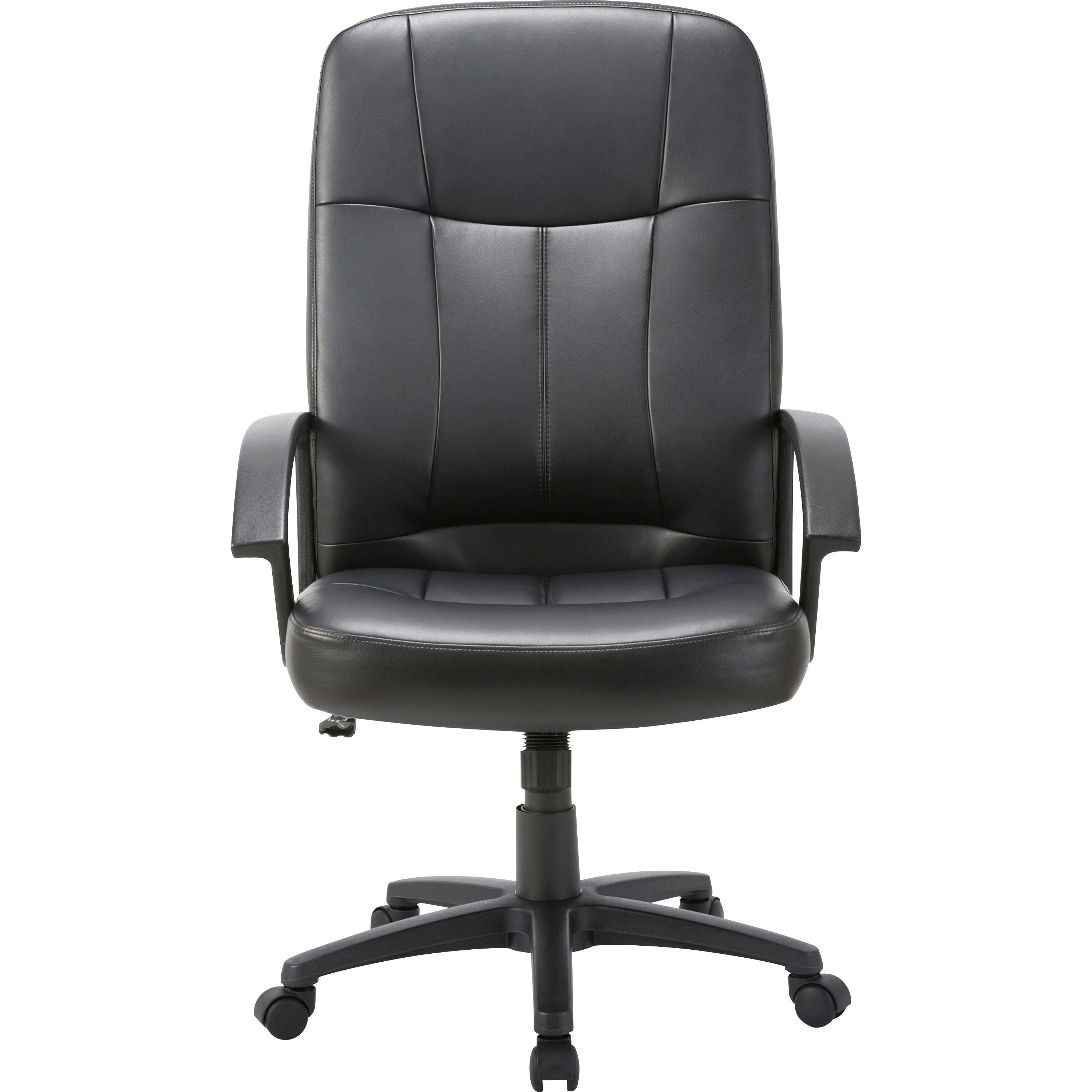 Lorell Chadwick Series Executive High-Back Chair - Black Leather Seat - Black Frame - 5-star Base - Black - 1 Each - 