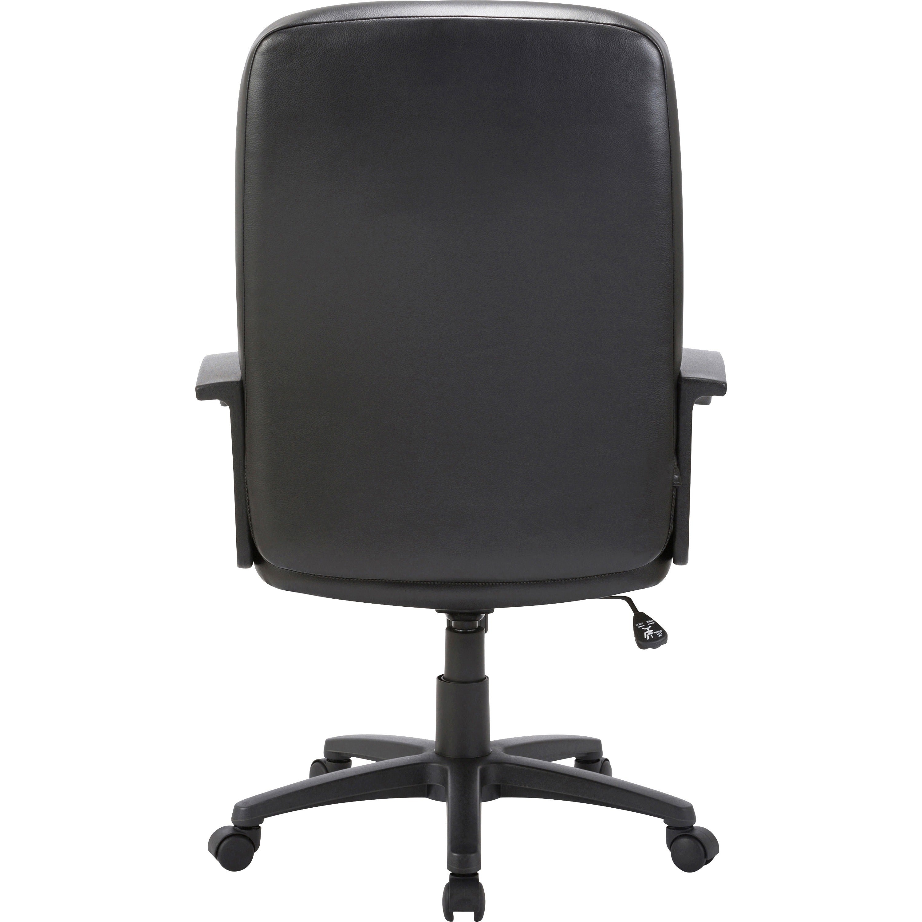 Lorell Chadwick Series Executive High-Back Chair - Black Leather Seat - Black Frame - 5-star Base - Black - 1 Each - 