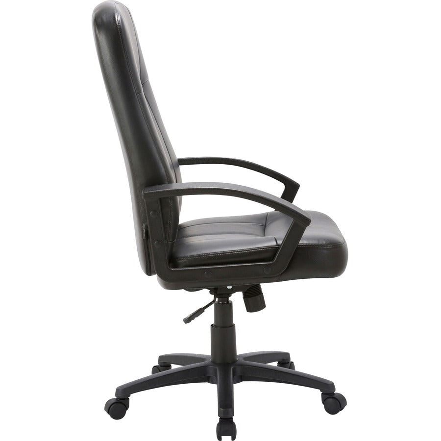 Lorell Chadwick Series Executive High-Back Chair - Black Leather Seat - Black Frame - 5-star Base - Black - 1 Each