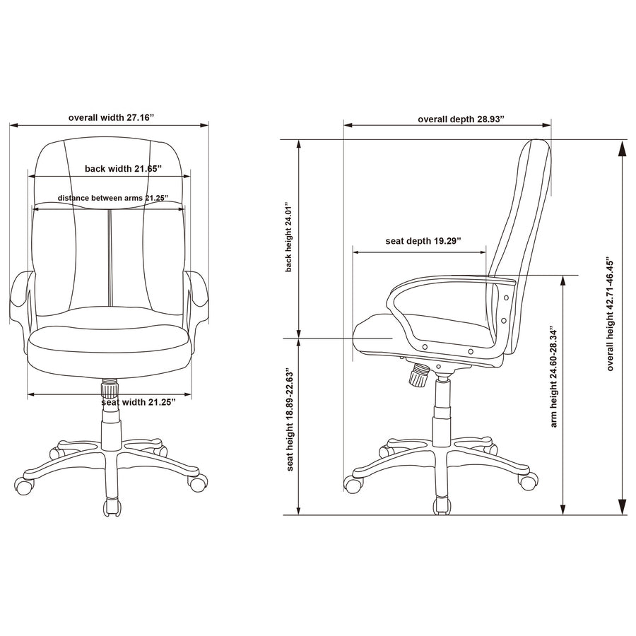 Lorell Chadwick Series Executive High-Back Chair - Black Leather Seat - Black Frame - 5-star Base - Black - 1 Each