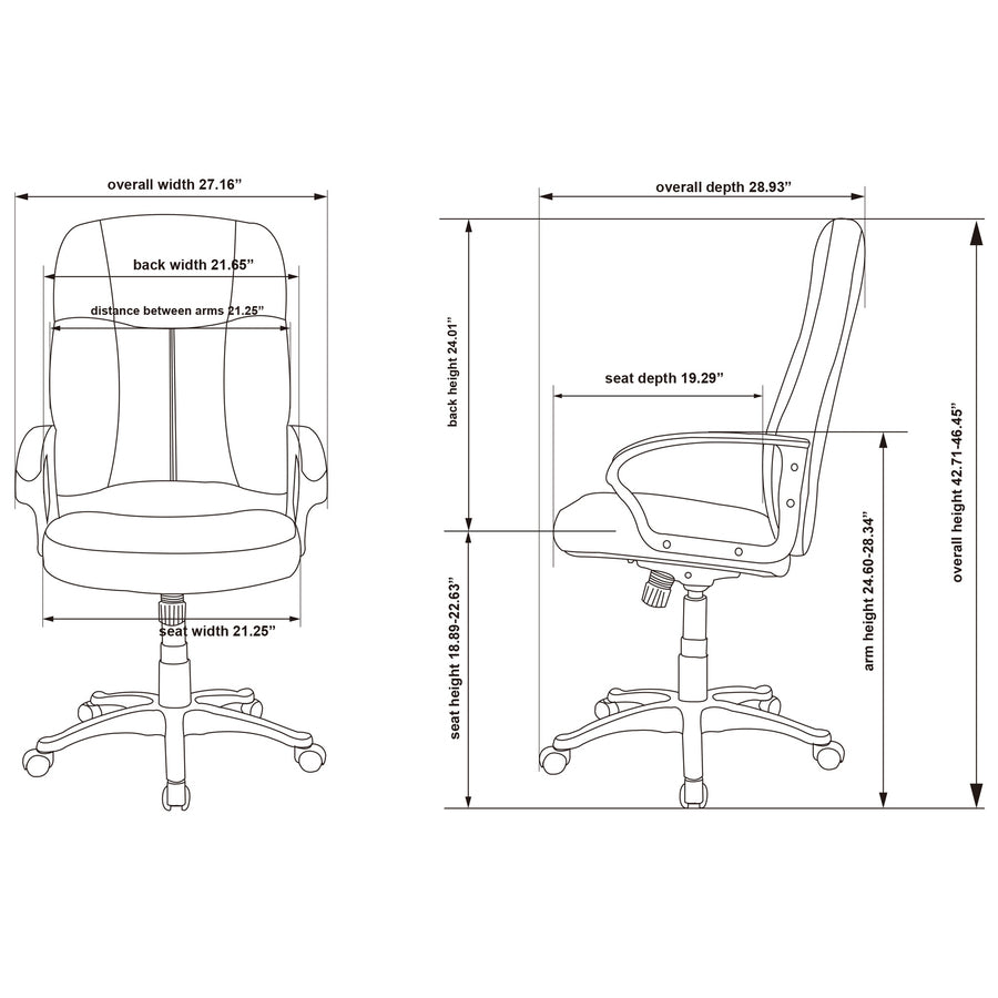 Lorell Chadwick Series Executive High-Back Chair - Black Leather Seat - Black Frame - 5-star Base - Black - 1 Each - 