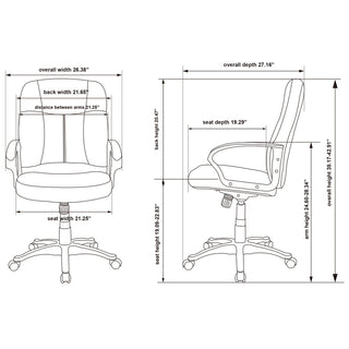 Lorell Chadwick Series Managerial Mid-Back Chair - Black Leather Seat - Black Frame - 5-star Base - Black - 1 Each