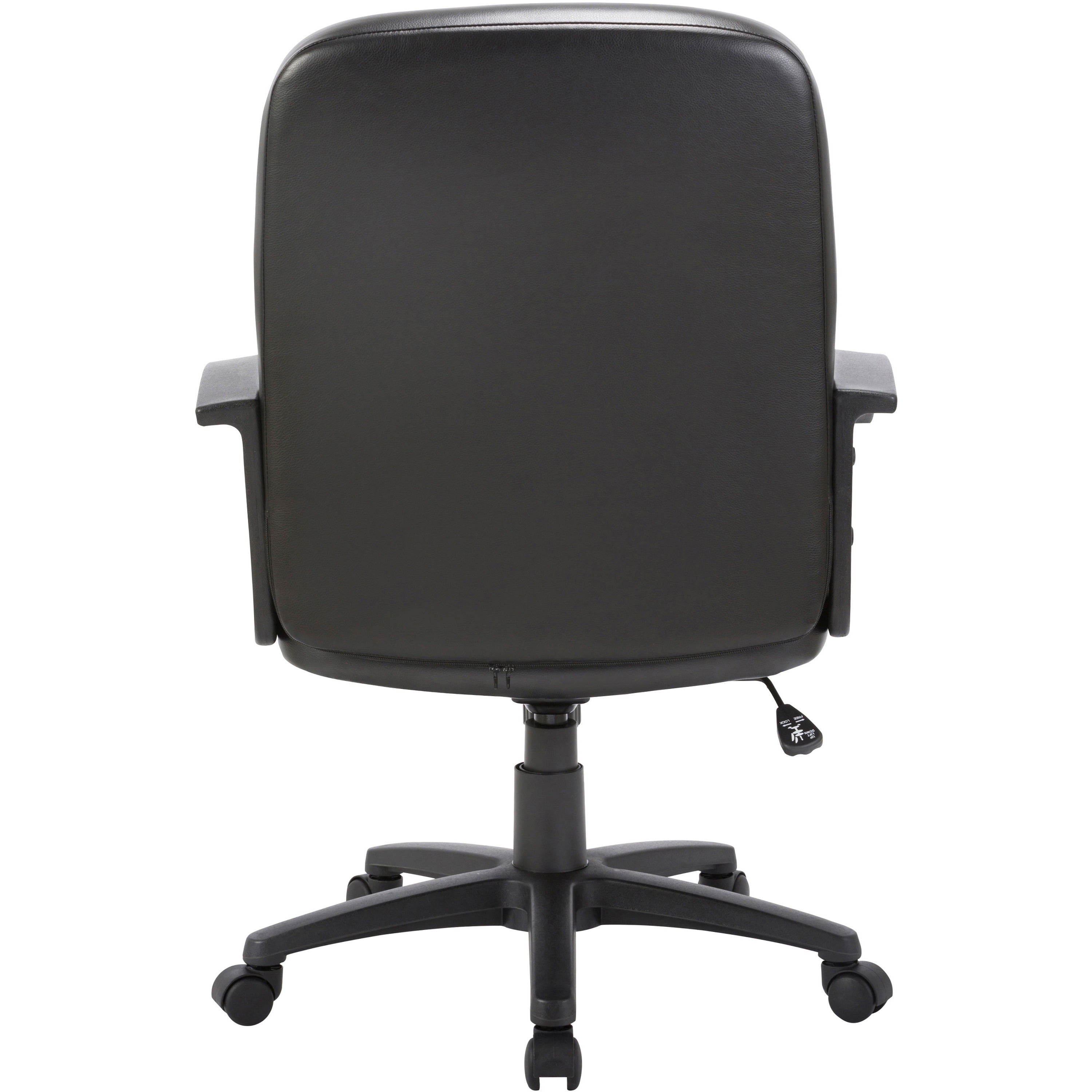 Lorell Chadwick Series Managerial Mid-Back Chair - Black Leather Seat - Black Frame - 5-star Base - Black - 1 Each - 