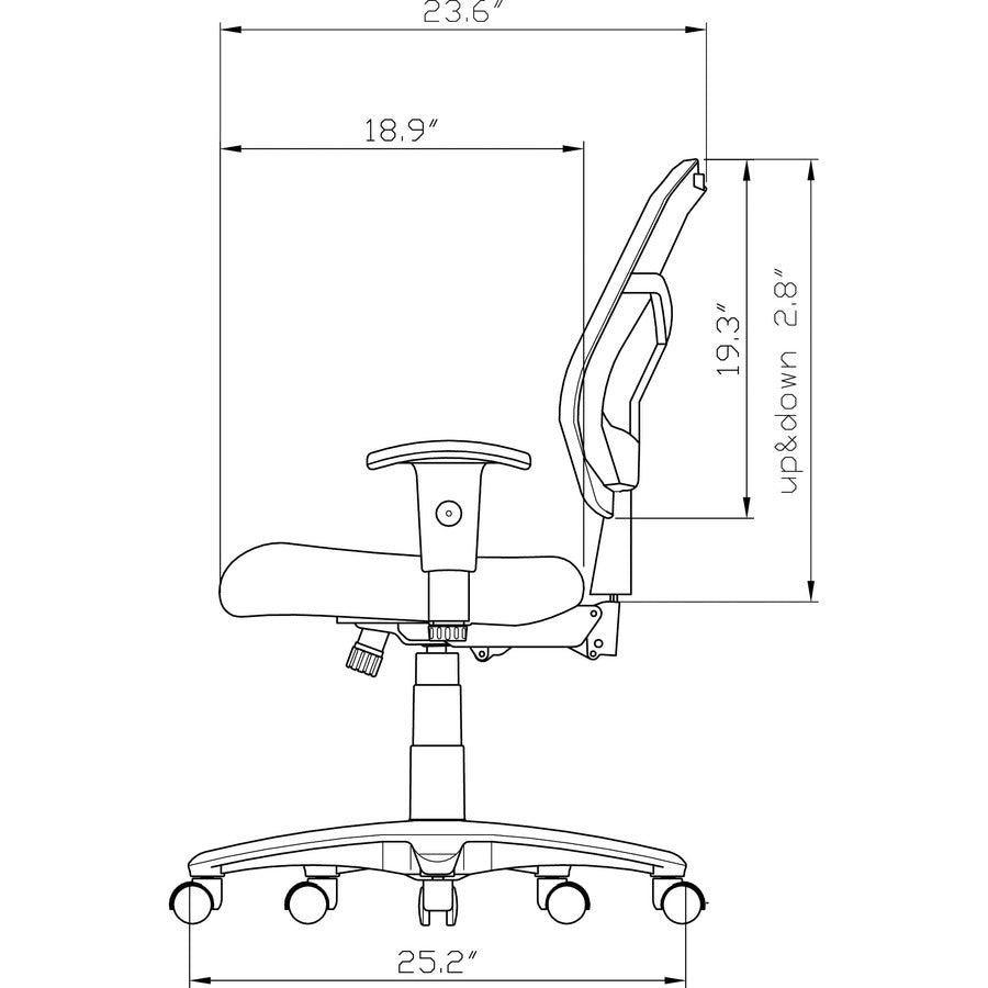 Lorell Accord Series Mid-Back Task Chair - Gray Polyester Seat - Black Frame - 1 Each - 