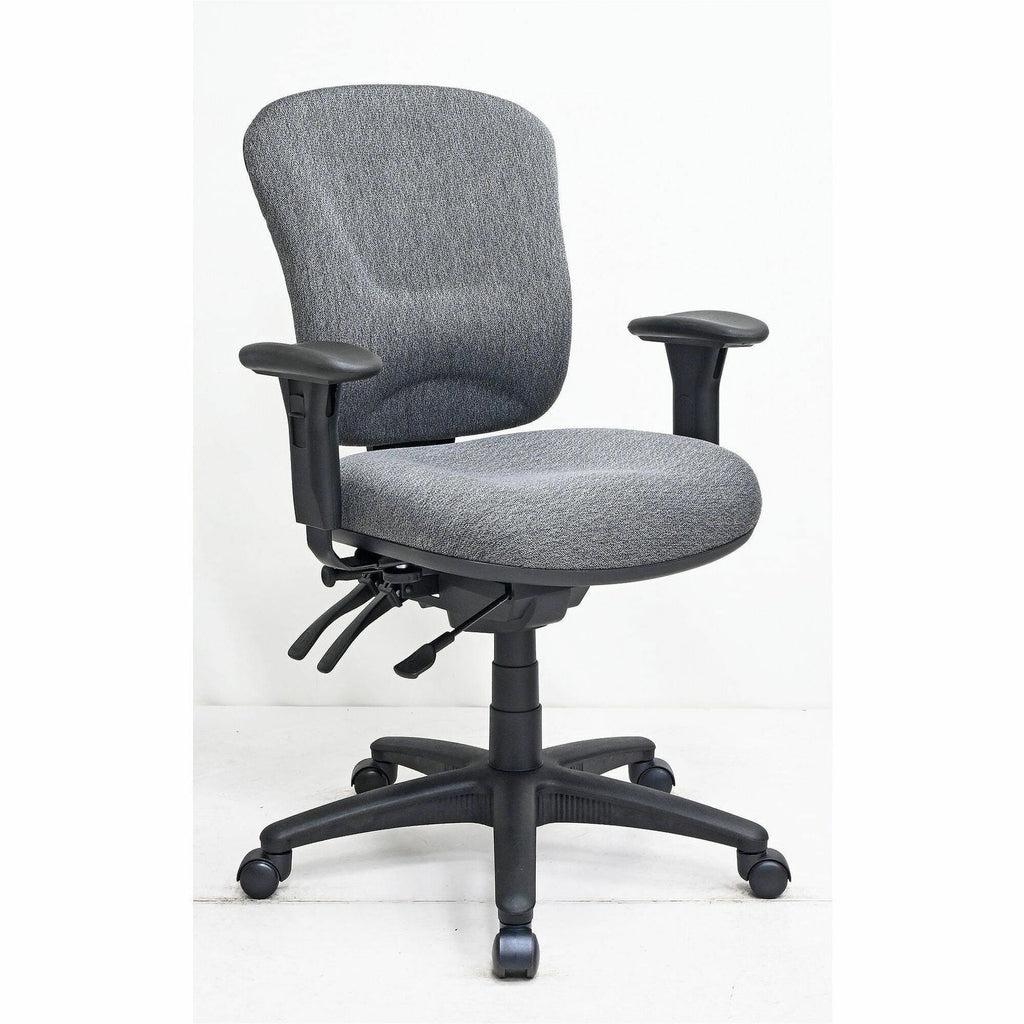 Lorell Accord Series Mid-Back Task Chair - Gray Polyester Seat - Black Frame - 1 Each