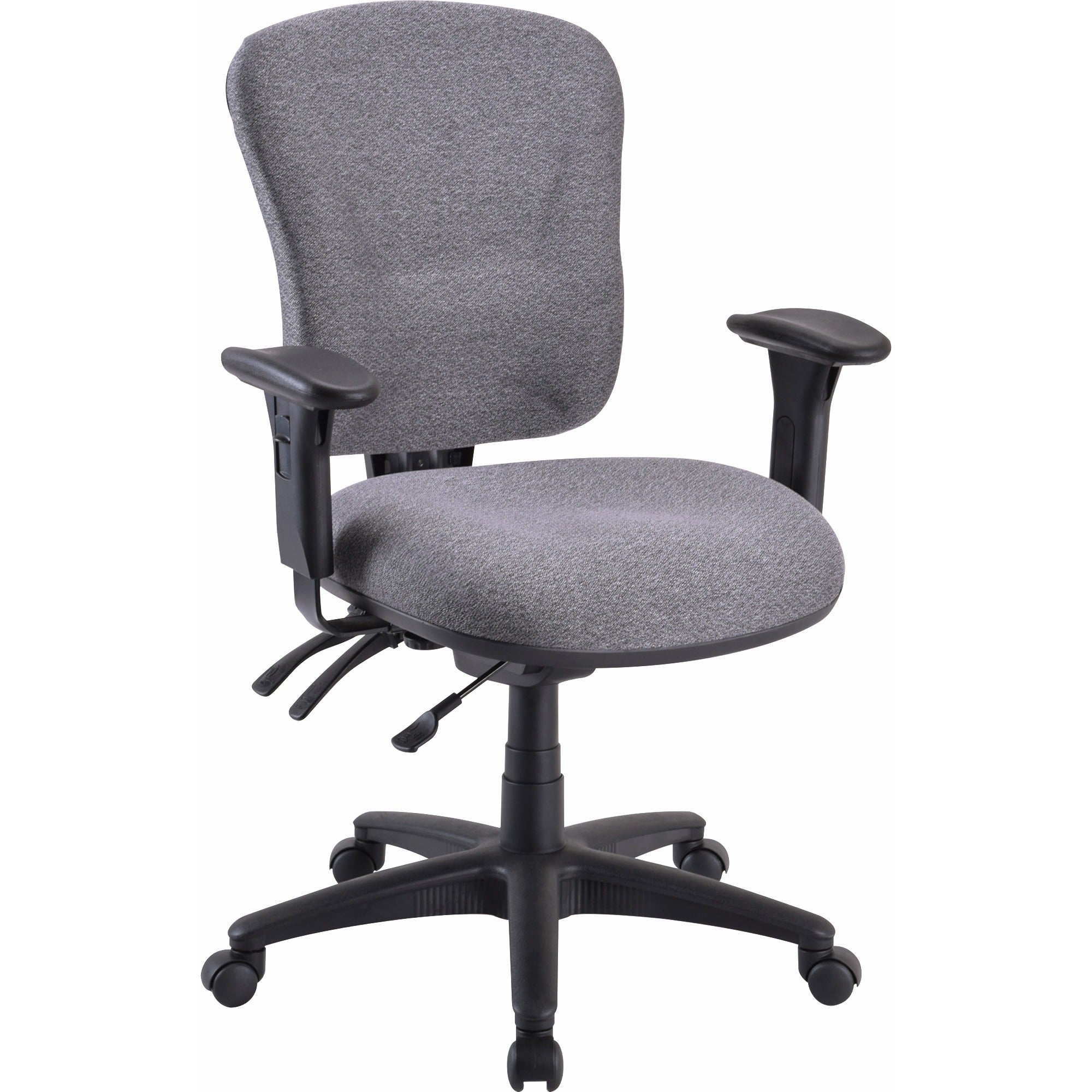 Lorell Accord Series Mid-Back Task Chair - Gray Polyester Seat - Black Frame - 1 Each - 