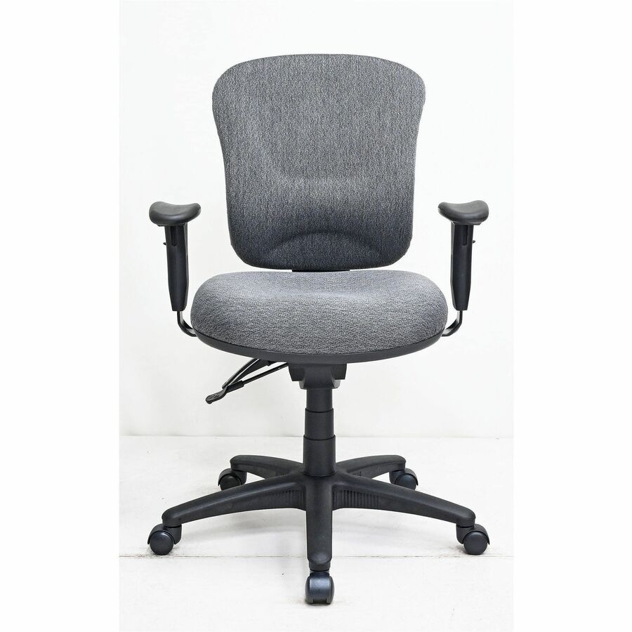 Lorell Accord Series Mid-Back Task Chair - Gray Polyester Seat - Black Frame - 1 Each