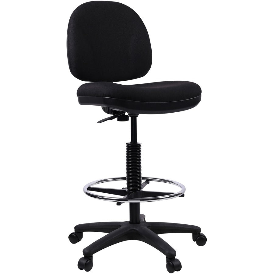 Lorell Millenia Series Adjustable Task Stool with Back - Black Seat - Black - 1 Each