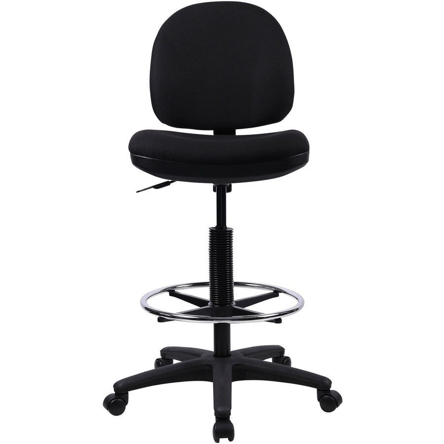 Lorell Millenia Series Adjustable Task Stool with Back - Black Seat - Black - 1 Each