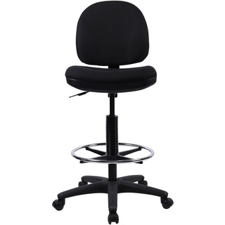 Lorell Millenia Series Adjustable Task Stool with Back - Black Seat - Black - 1 Each