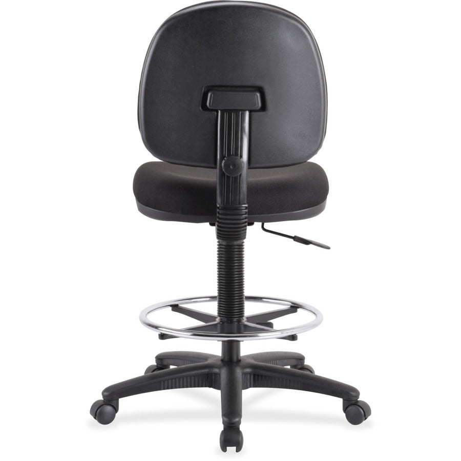Lorell Millenia Series Adjustable Task Stool with Back - Black Seat - Black - 1 Each
