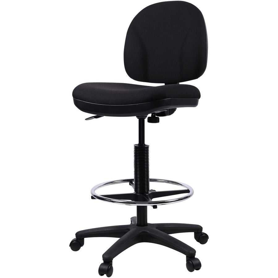 Lorell Millenia Series Adjustable Task Stool with Back - Black Seat - Black - 1 Each