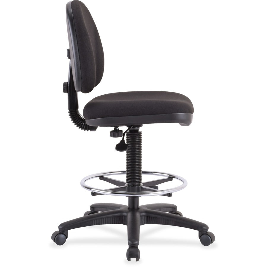 Lorell Millenia Series Adjustable Task Stool with Back - Black Seat - Black - 1 Each