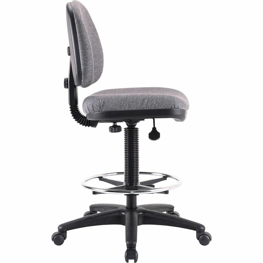 Lorell Millenia Series Adjustable Task Stool with Back - Gray Seat - Gray - 1 Each