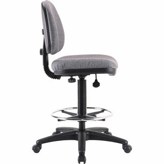 Lorell Millenia Series Adjustable Task Stool with Back - Gray Seat - Gray - 1 Each