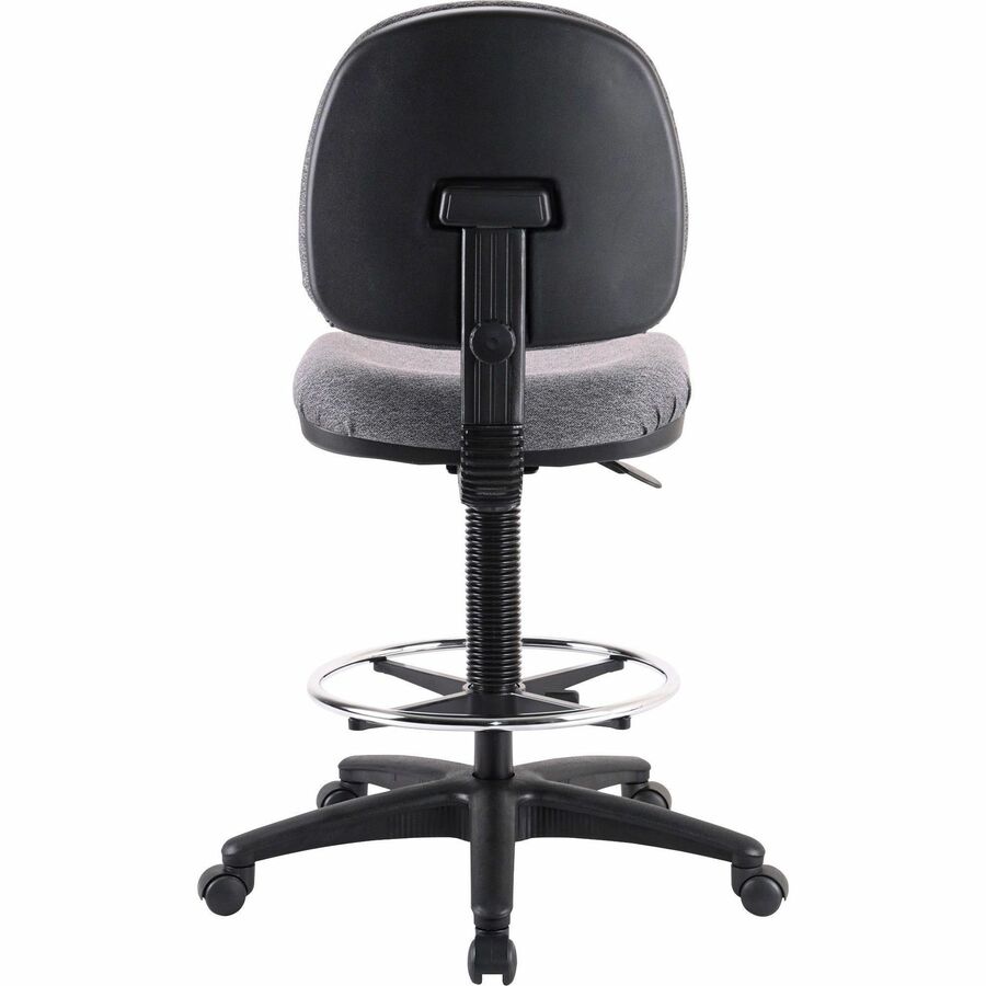 Lorell Millenia Series Adjustable Task Stool with Back - Gray Seat - Gray - 1 Each