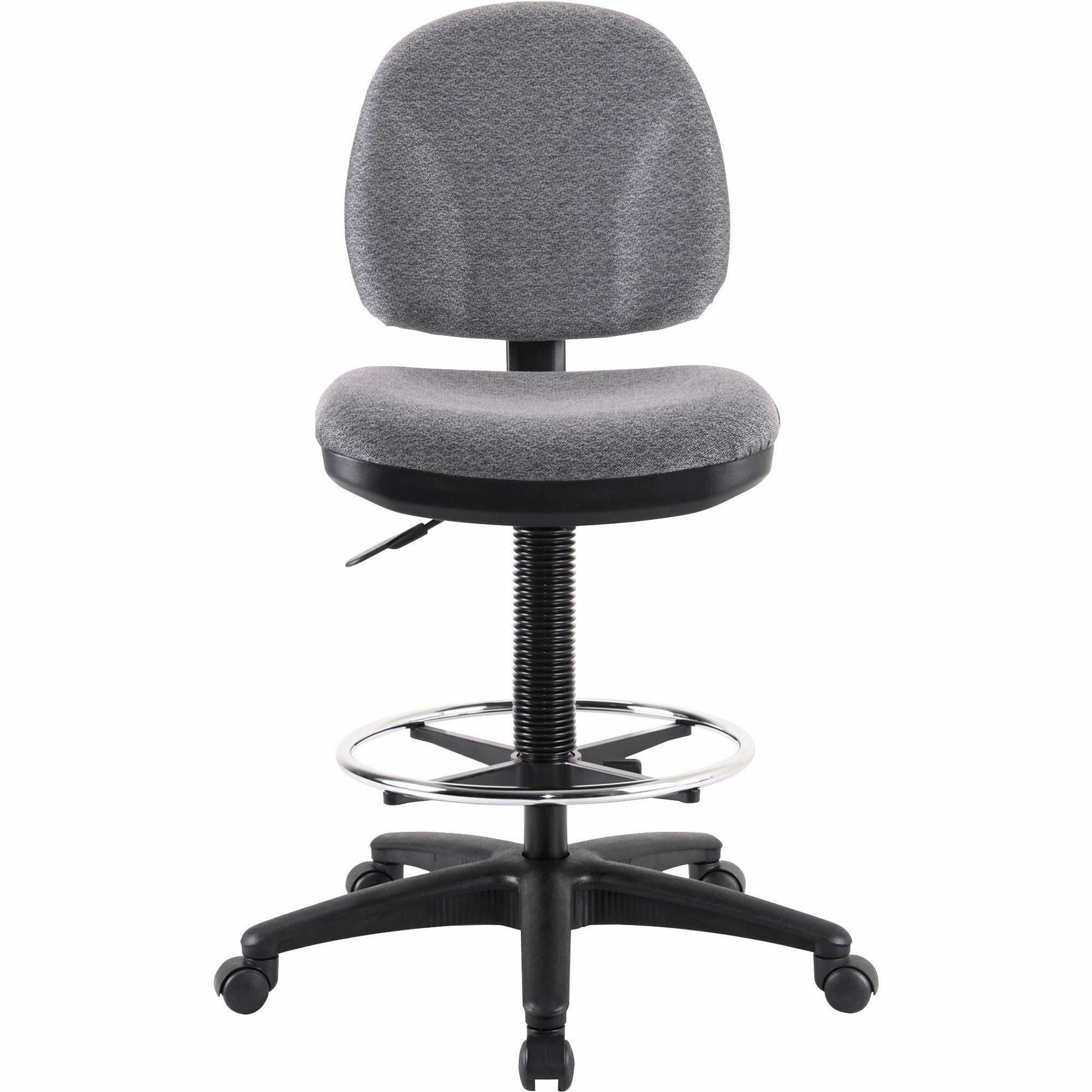 Lorell Millenia Series Adjustable Task Stool with Back - Gray Seat - Gray - 1 Each - 