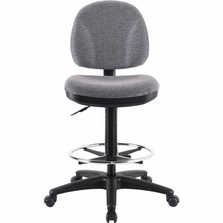 Lorell Millenia Series Adjustable Task Stool with Back - Gray Seat - Gray - 1 Each
