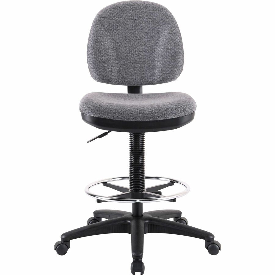 Lorell Millenia Series Adjustable Task Stool with Back - Gray Seat - Gray - 1 Each