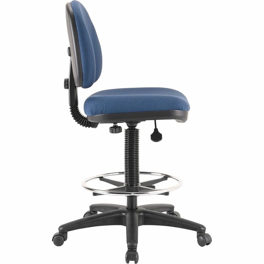 Lorell Millenia Series Adjustable Task Stool with Back - Blue Seat - Blue - 1 Each