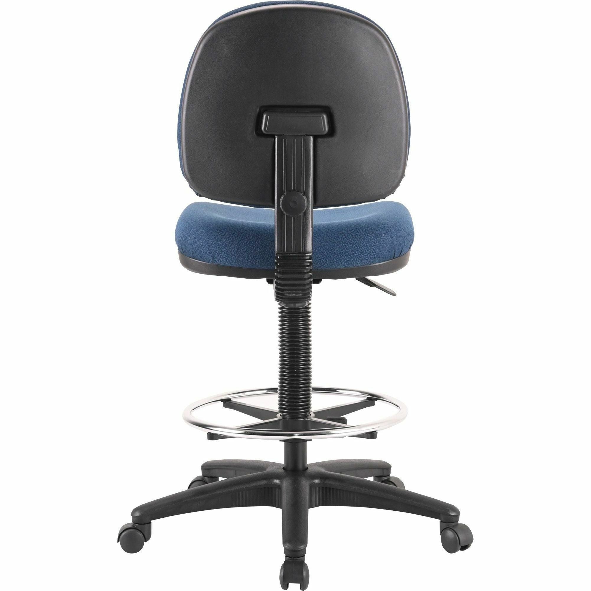 Lorell Millenia Series Adjustable Task Stool with Back - Blue Seat - Blue - 1 Each - 