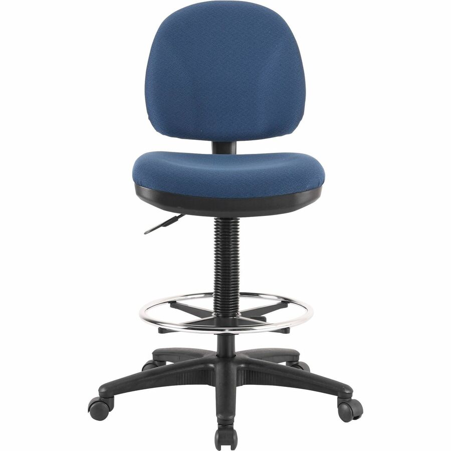 Lorell Millenia Series Adjustable Task Stool with Back - Blue Seat - Blue - 1 Each