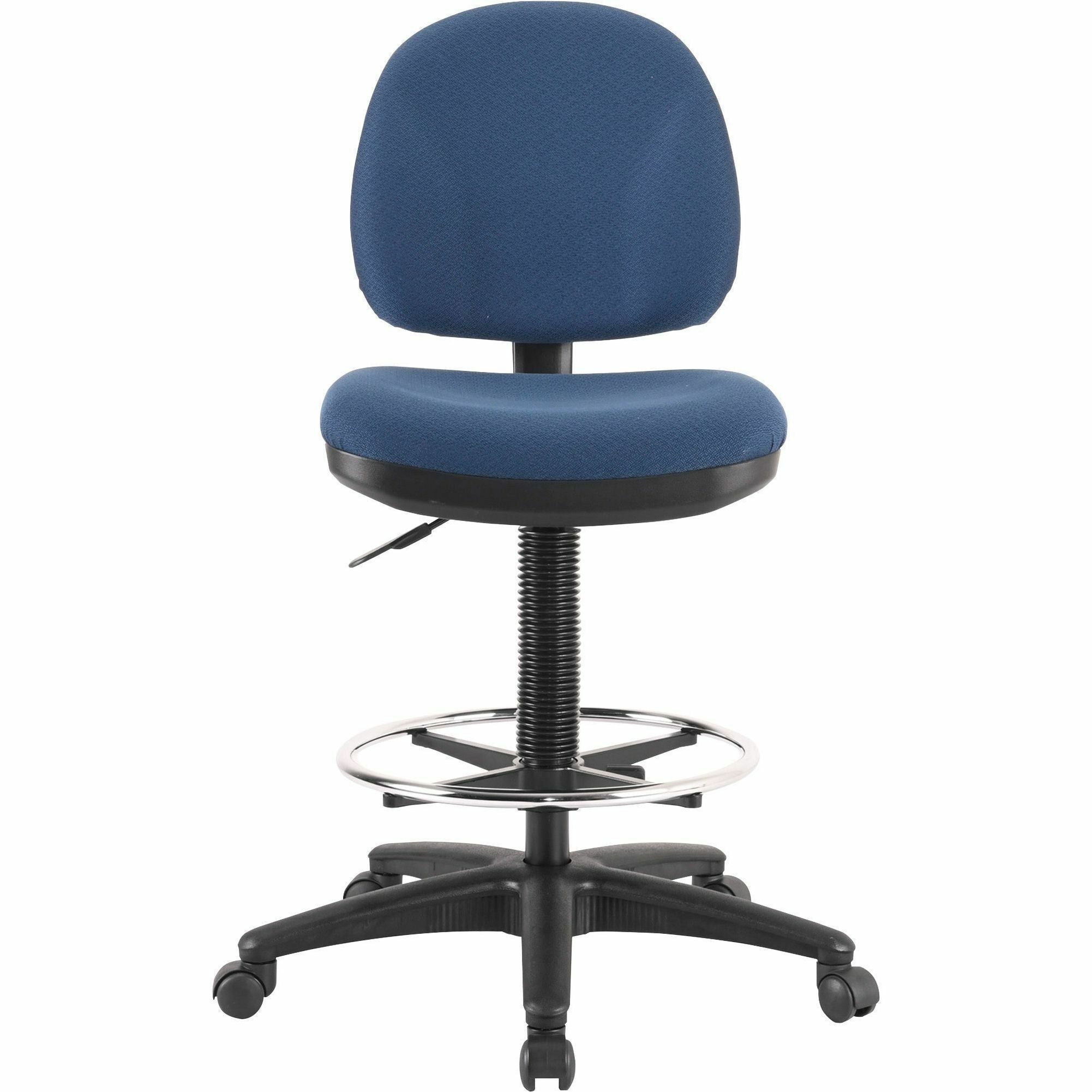 Lorell Millenia Series Adjustable Task Stool with Back - Blue Seat - Blue - 1 Each - 