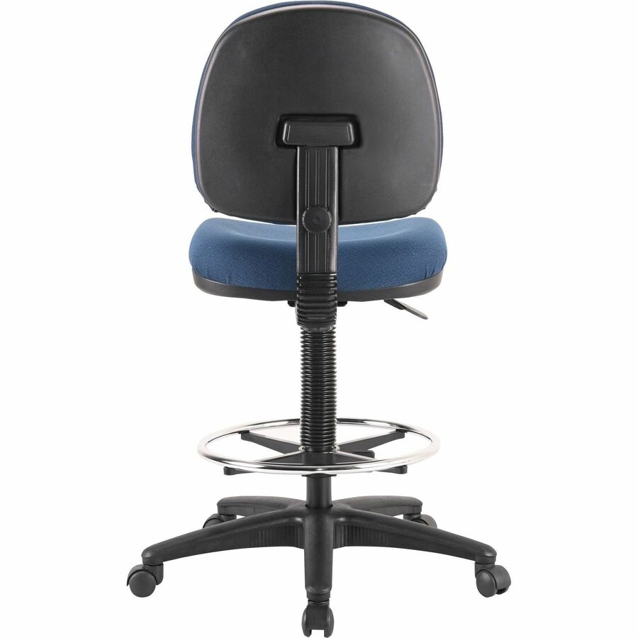 Lorell Millenia Series Adjustable Task Stool with Back - Blue Seat - Blue - 1 Each