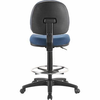 Lorell Millenia Series Adjustable Task Stool with Back - Blue Seat - Blue - 1 Each