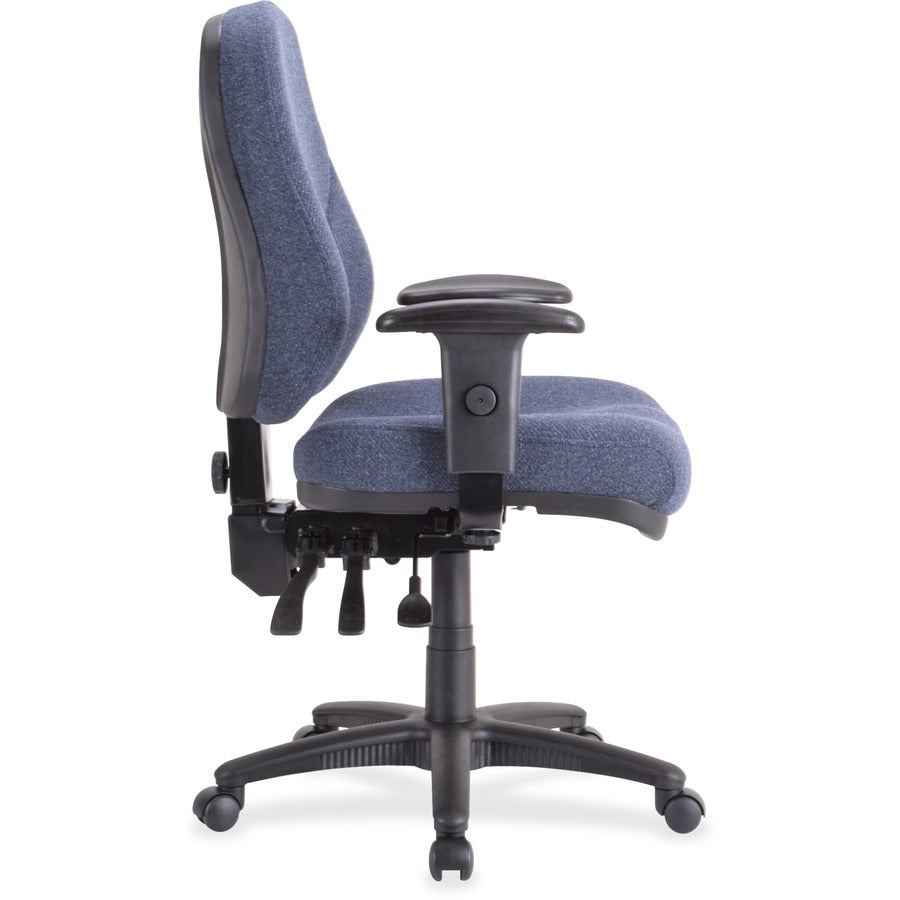Lorell Bailey High-Back Multi-Task Chair - Blue Acrylic Seat - Black Frame - 1 Each