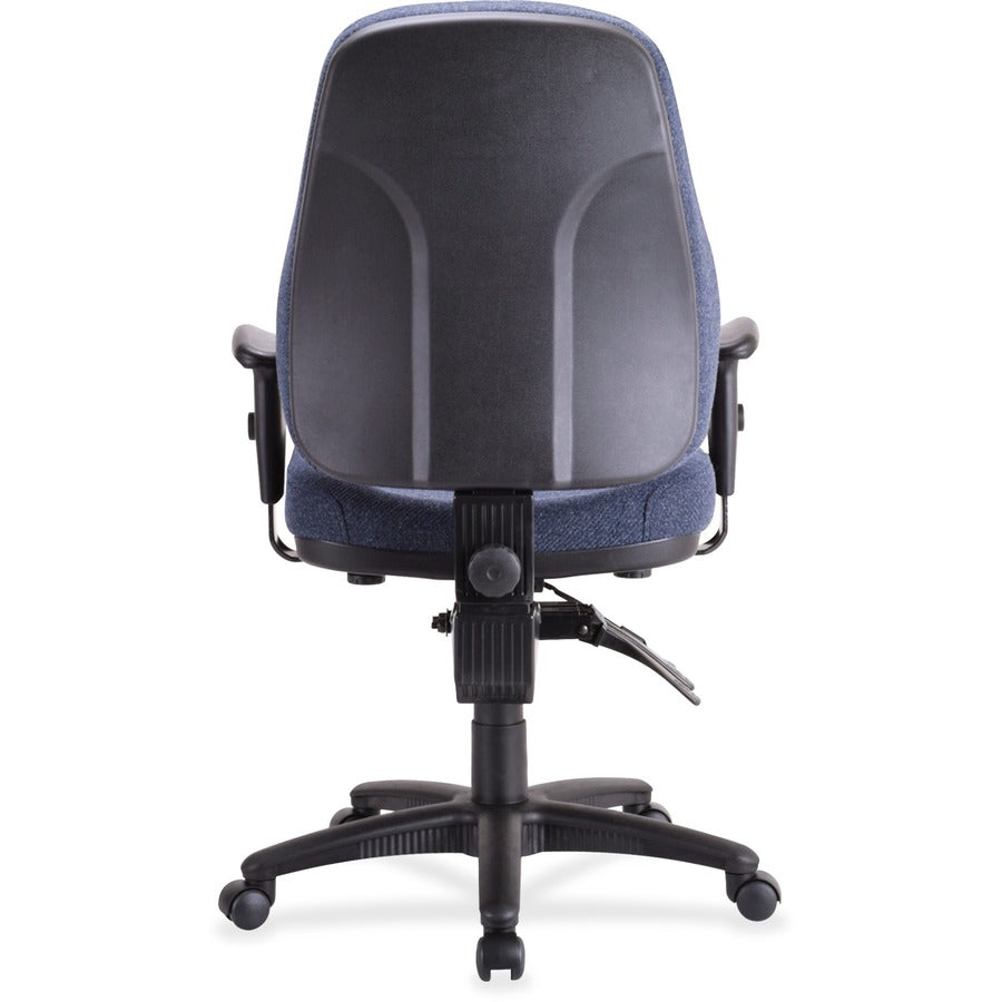 Lorell Bailey High-Back Multi-Task Chair - Blue Acrylic Seat - Black Frame - 1 Each