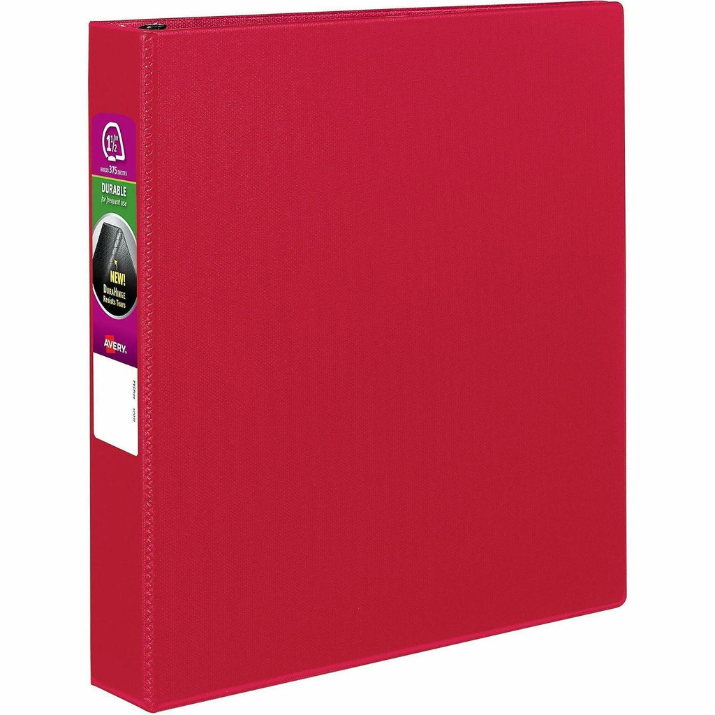 Durable Non-View Binder with DuraHinge and Slant Rings, 3 Rings, 1.5" Capacity, 11 x 8.5, Red