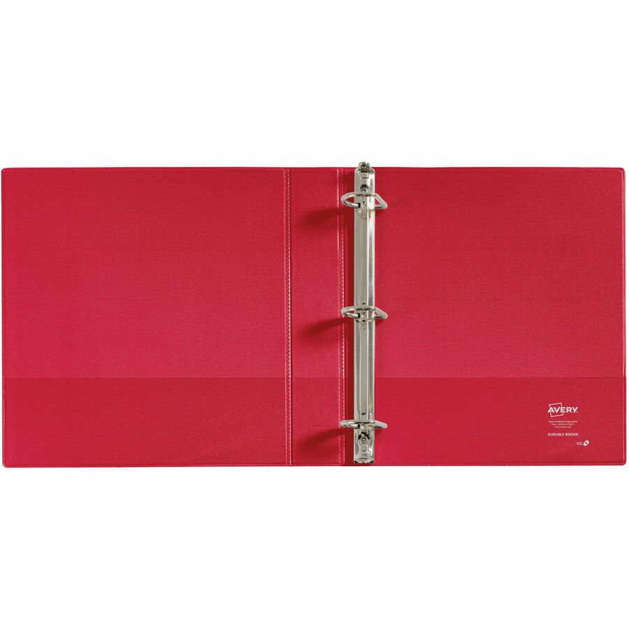 Durable Non-View Binder with DuraHinge and Slant Rings, 3 Rings, 1.5" Capacity, 11 x 8.5, Red