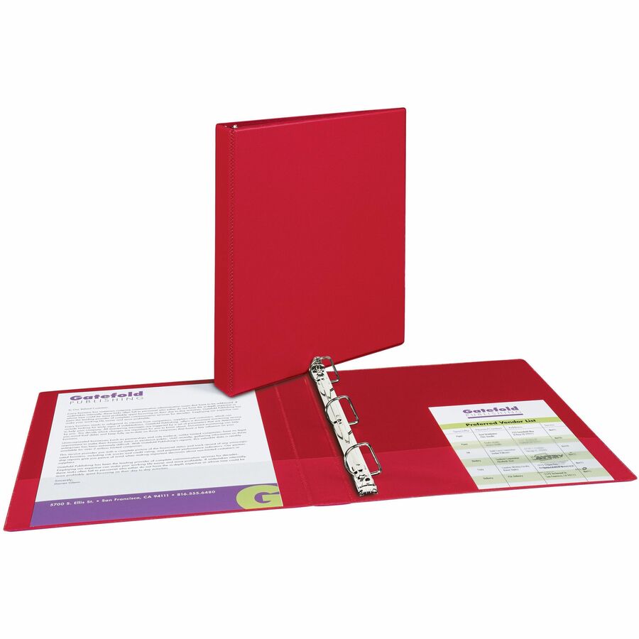 Durable Non-View Binder with DuraHinge and Slant Rings, 3 Rings, 1" Capacity, 11 x 8.5, Red
