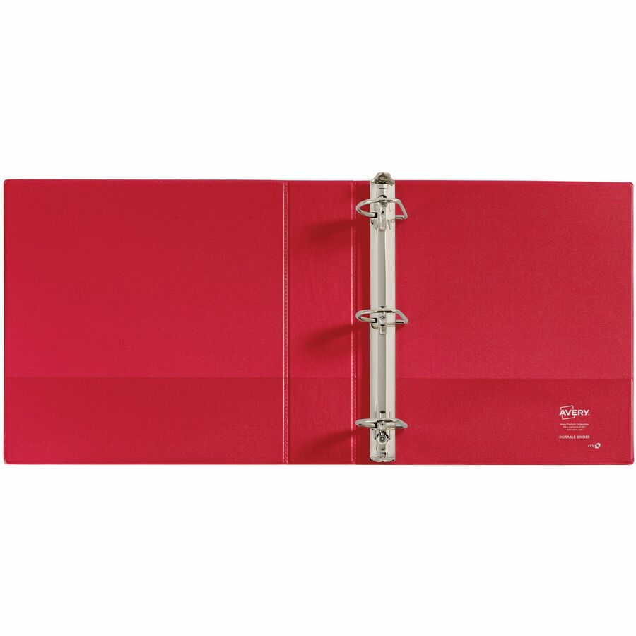 Durable Non-View Binder with DuraHinge and Slant Rings, 3 Rings, 2" Capacity, 11 x 8.5, Red