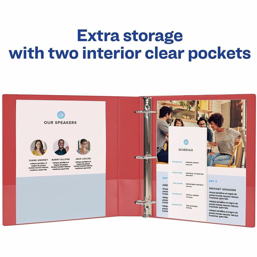 Durable Non-View Binder with DuraHinge and Slant Rings, 3 Rings, 2" Capacity, 11 x 8.5, Red