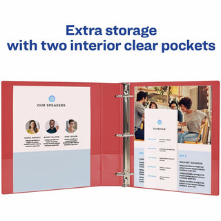 Durable Non-View Binder with DuraHinge and Slant Rings, 3 Rings, 3" Capacity, 11 x 8.5, Red
