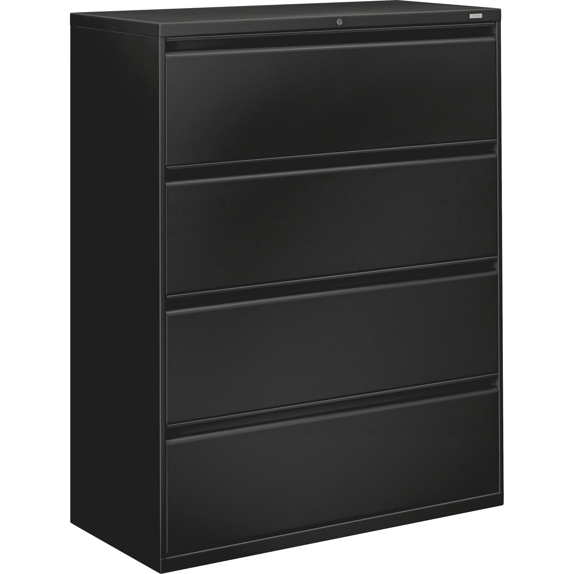 HON 800 Series Full-Pull Locking Lateral File - 4-Drawer - 42" x 19.3" x 53.3" - 4 x Drawer(s) for File - Legal, Letter, A4 - Lateral - Ball-bearing Suspension, Locking System, Hanging Rail, Adjustable Drawer Glide, Tamper Resistant, Welded, Recessed