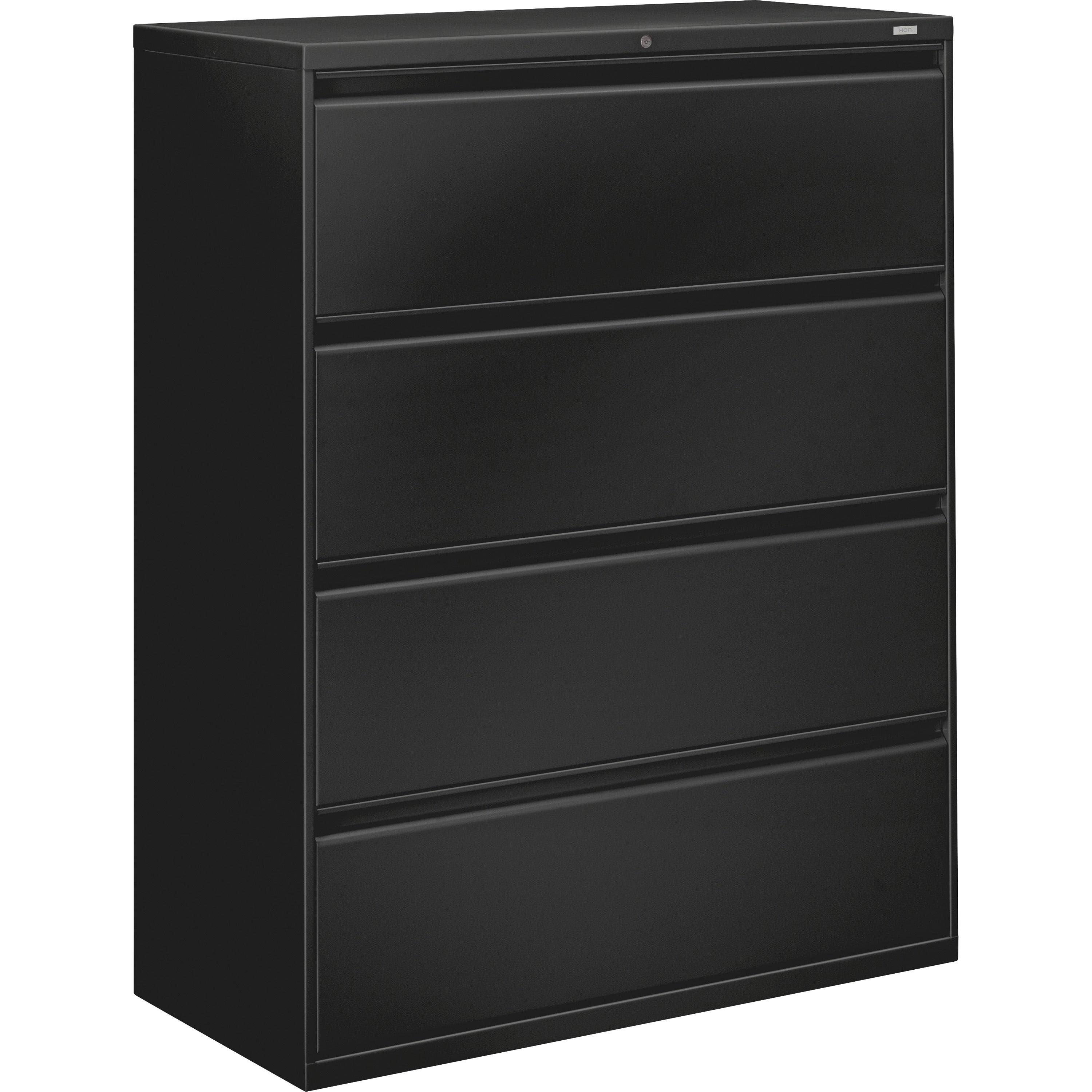 HON 800 Series Full-Pull Locking Lateral File - 4-Drawer - 42" x 19.3" x 53.3" - 4 x Drawer(s) for File - Legal, Letter, A4 - Lateral - Ball-bearing Suspension, Locking System, Hanging Rail, Adjustable Drawer Glide, Tamper Resistant, Welded, Recessed - 