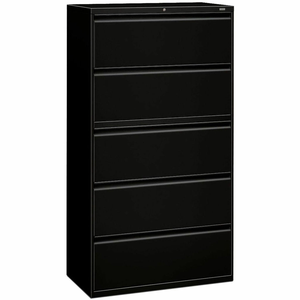 HON 800 Series Full-Pull Locking Lateral File - 5-Drawer - 42" x 19.3" x 67" - 5 x Drawer(s) - Lateral - Black - Baked Enamel