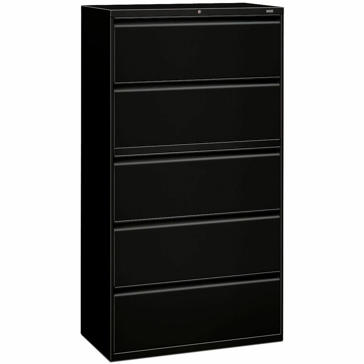 HON 800 Series Full-Pull Locking Lateral File - 5-Drawer - 42" x 19.3" x 67" - 5 x Drawer(s) - Lateral - Black - Baked Enamel