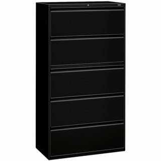 HON 800 Series Full-Pull Locking Lateral File - 5-Drawer - 42" x 19.3" x 67" - 5 x Drawer(s) - Lateral - Black - Baked Enamel