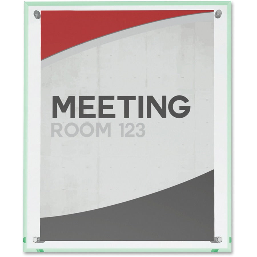 Superior Image Beveled Edge Sign Holder, Letter Insert, Clear/Green-Tinted Edges