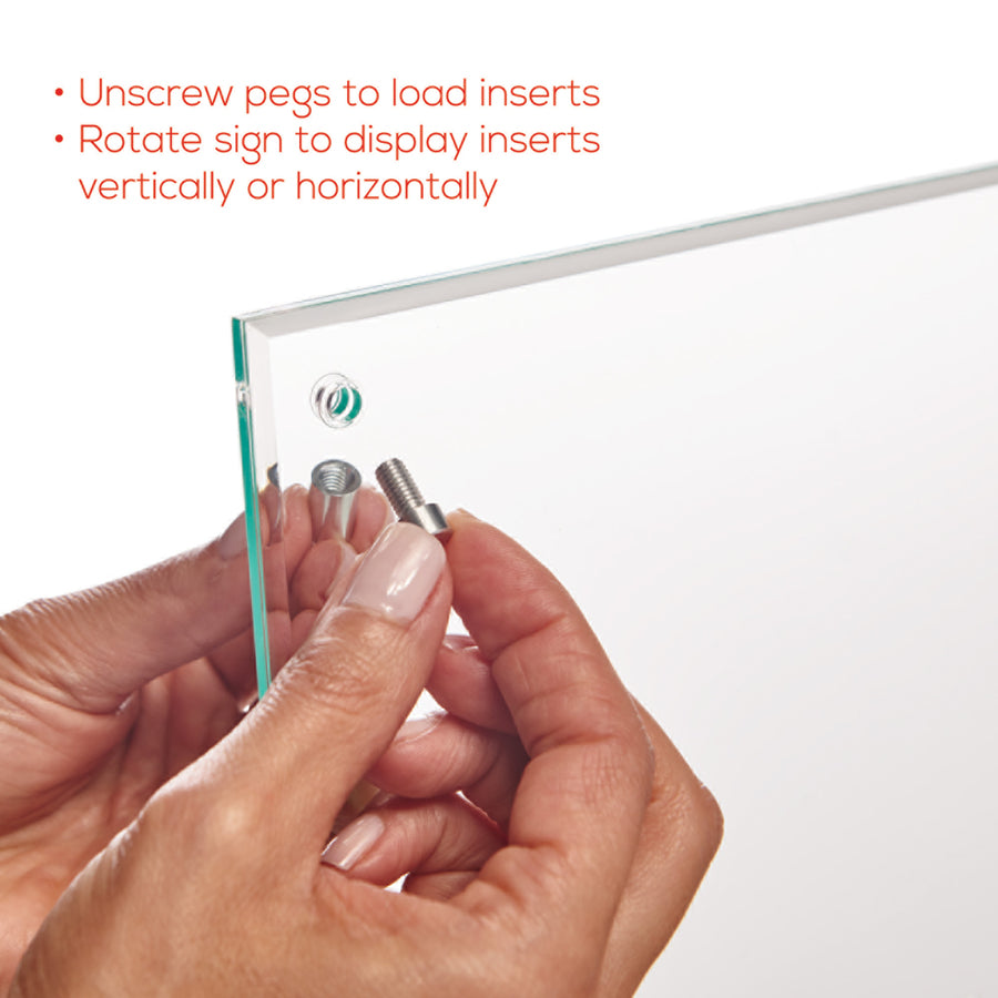 Superior Image Beveled Edge Sign Holder, Letter Insert, Clear/Green-Tinted Edges