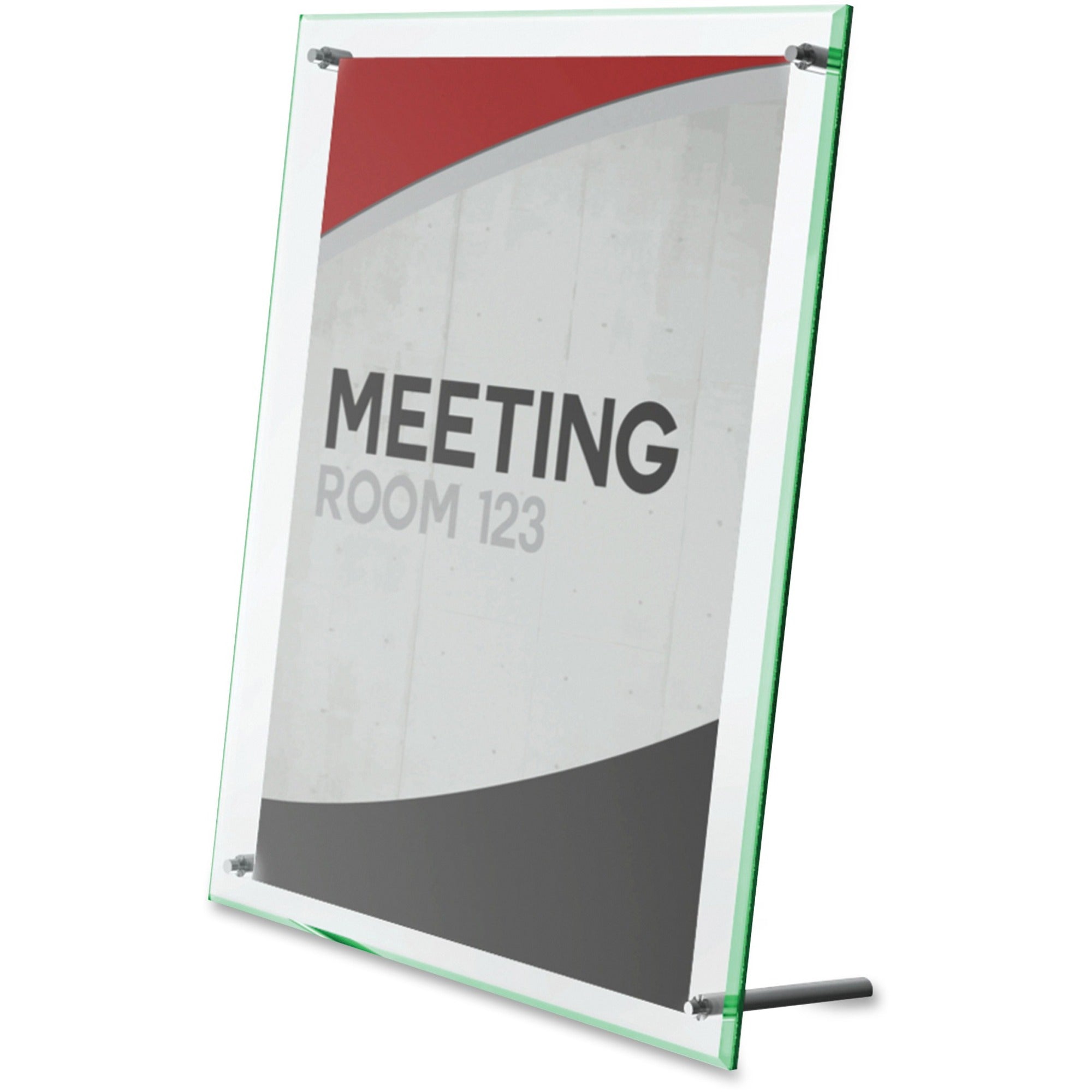 Superior Image Beveled Edge Sign Holder, Letter Insert, Clear/Green-Tinted Edges