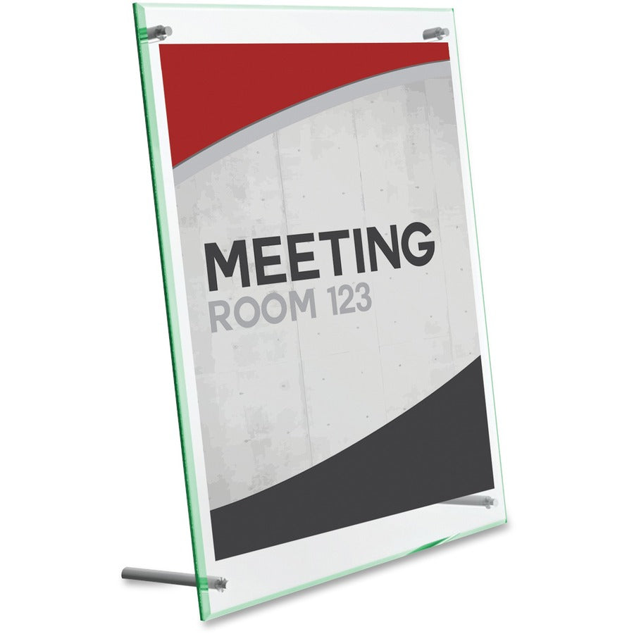 Superior Image Beveled Edge Sign Holder, Letter Insert, Clear/Green-Tinted Edges